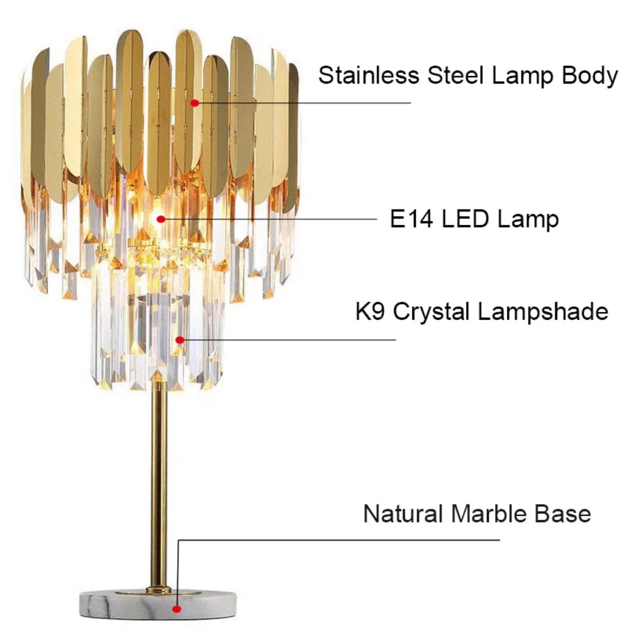 Křišťálová podlahová a stolní lampa Ivy | elesira