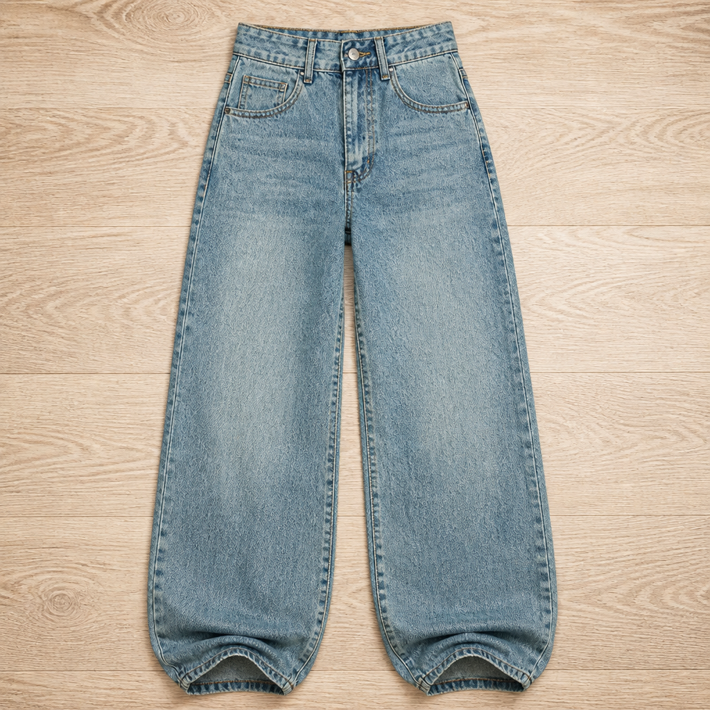 Vérova – Vintage jeans med høyt liv og vide ben, uten glippe i midjen | elesira