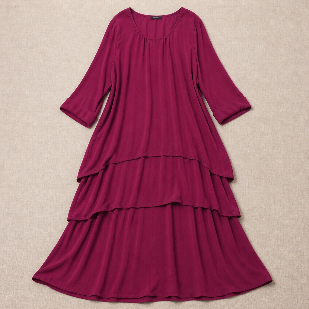 VeroLuxe – Flowy Tiered Maxi Dress with Cape Sleeves | elesira