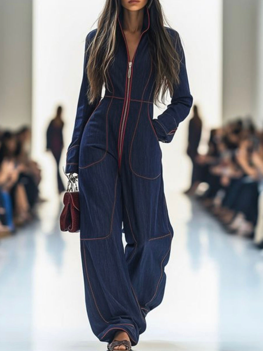 Tuta in denim a gamba larga VelaVibe | Uno stile disinvolto e inarrestabile che accompagna ogni curva | elesira