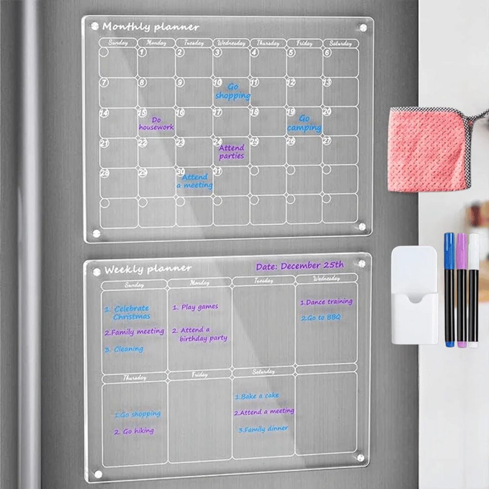 Calendario magnético para escribir en el frigorífico – Incluye rotuladores | elesira