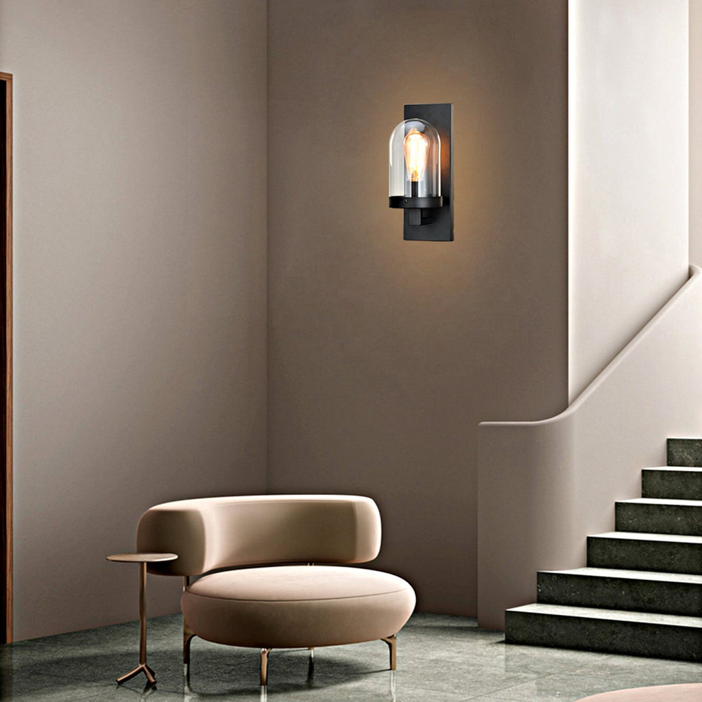 Black Wall Sconce Lighting with Glass Shade | elesira
