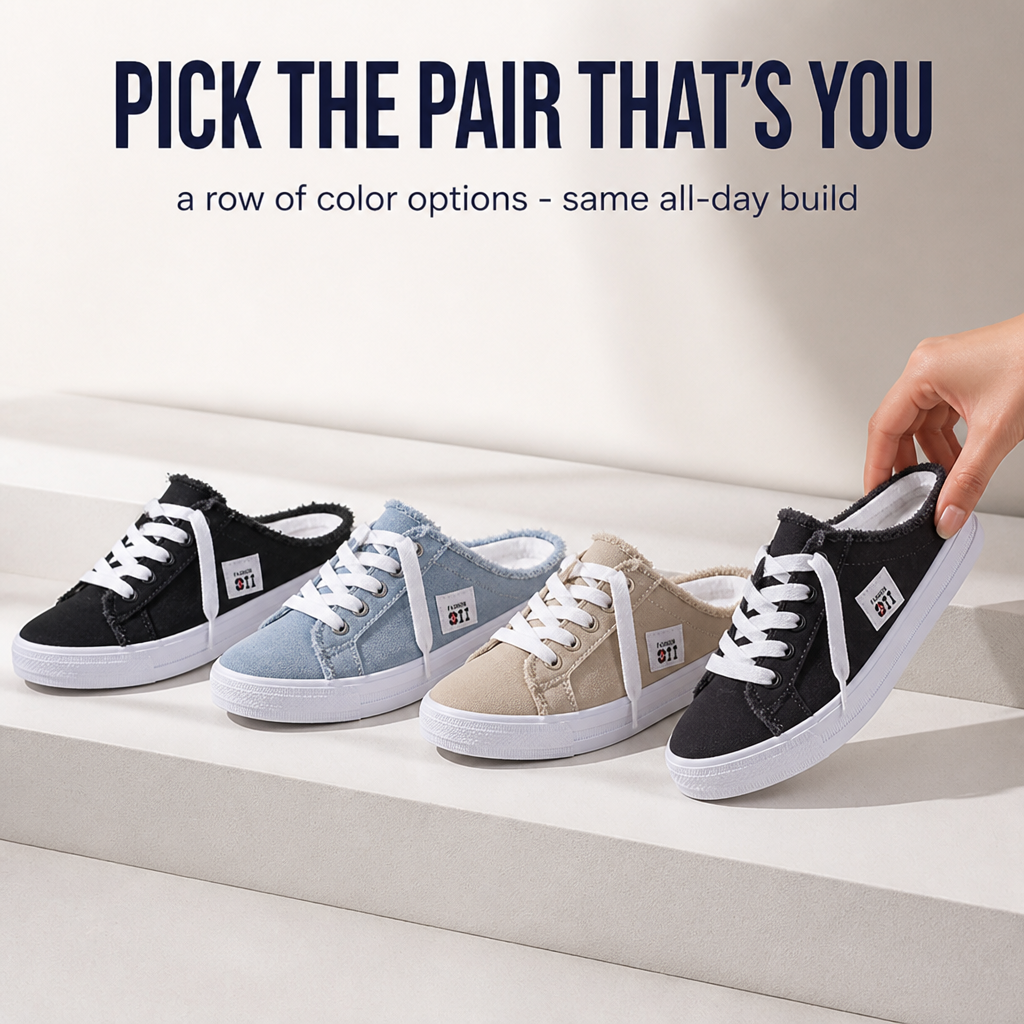 VivaStride Denim Mule Sneakers | Κάντε ανάλαφρα βήματα, δείξτε δυναμική και νιώστε ασταμάτητη όλη μέρα | elesira