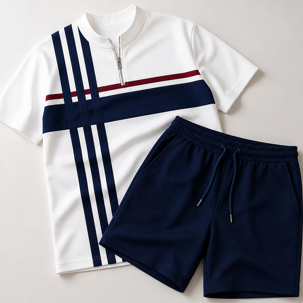 Zip-Collar Shirt & Shorts Set | Feel Fresh, Move Freely, Command Every Moment | elesira