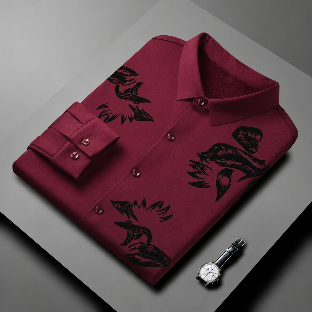 VulcanTherm – Brushstroke-Patterned Slim-Fit Fleece-Lined Shirt | elesira