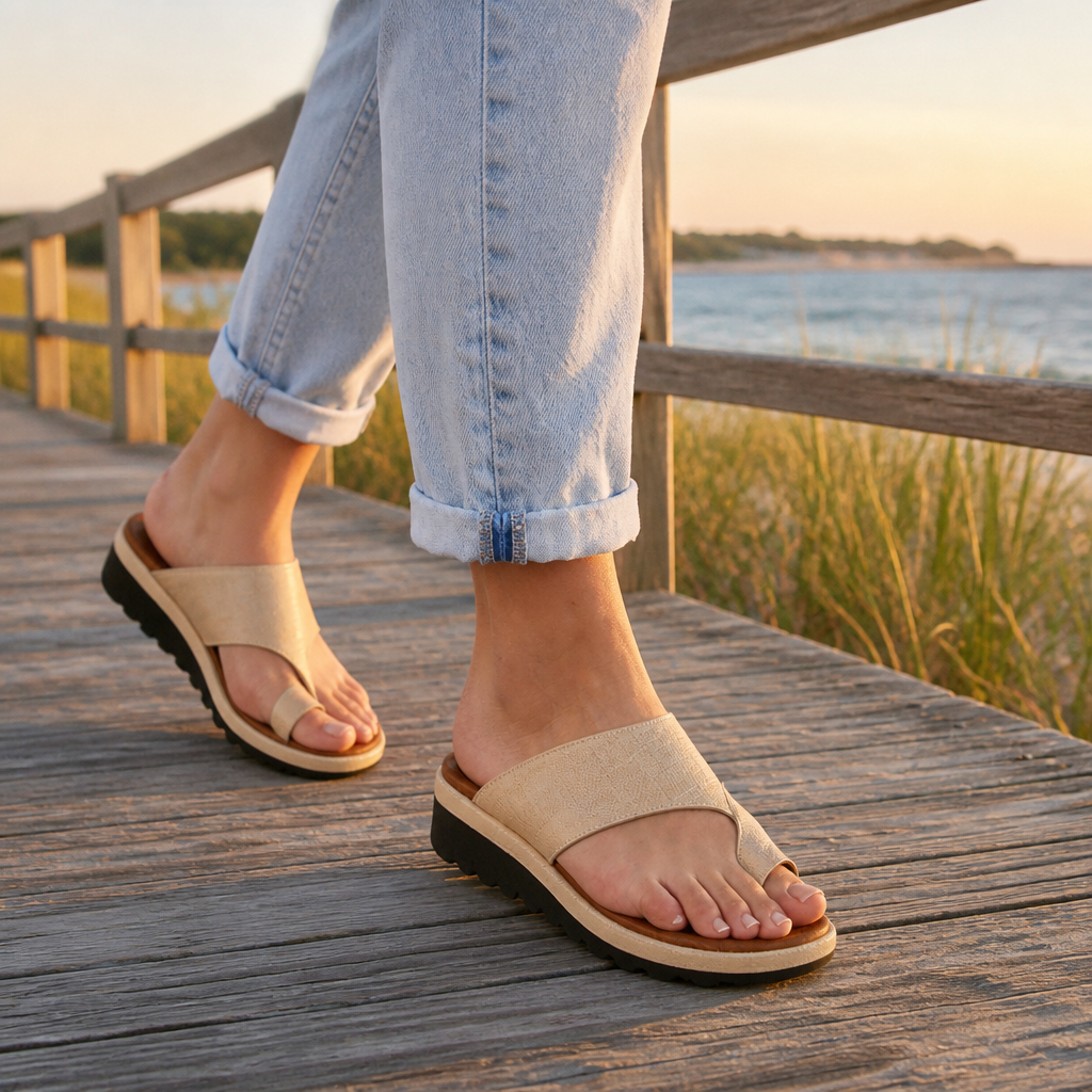 Solivra – Wedge Sandals for Bunion Relief with Toe-Aligning Strap | elesira