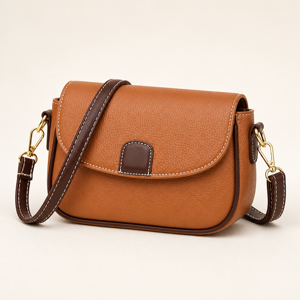 SolaraVera – Timeless Pebbled Leather Crossbody with Magnetic Snap | elesira