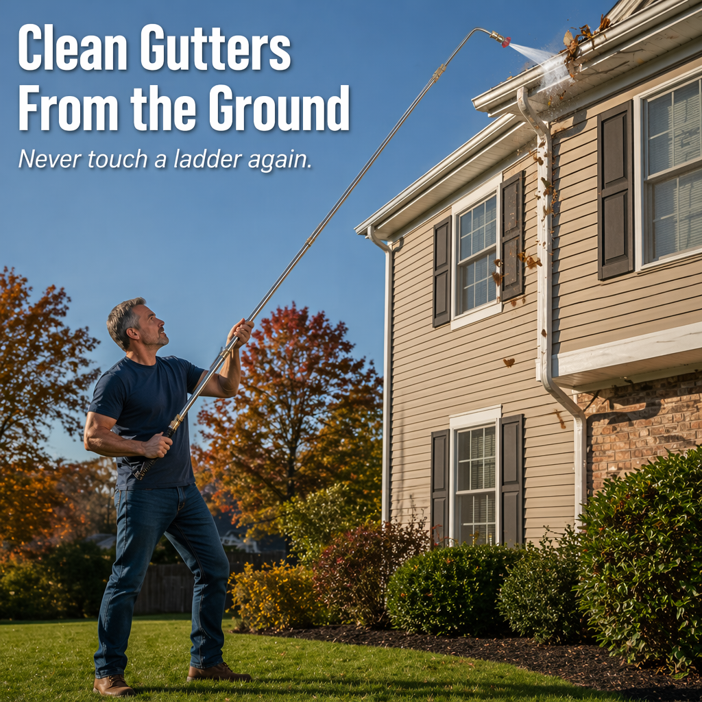 SkySweep | Blast Away Gutters, Siding & Second-Story Grime Without Ladder Climbing | elesira
