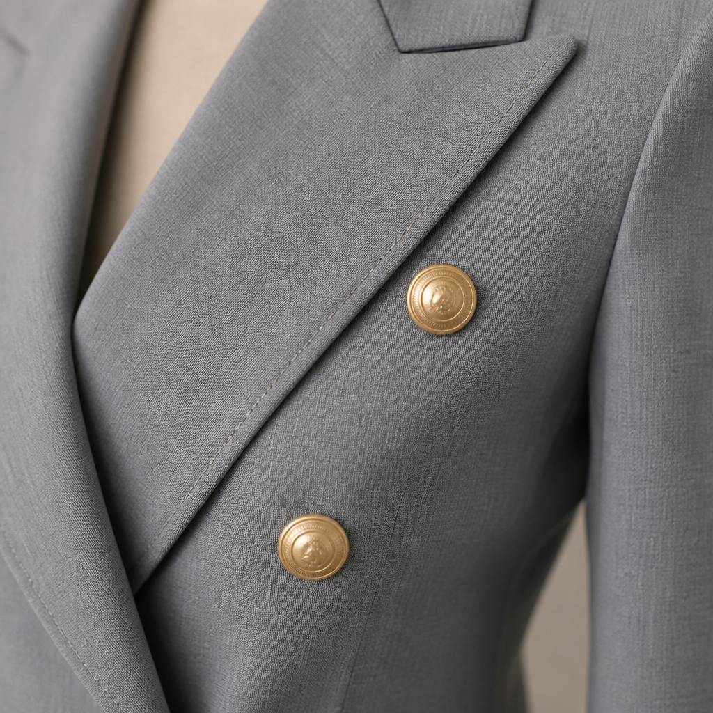 VeroLuxe – Completo sartoriale personalizzato con blazer doppiopetto e bottoni dorati | elesira