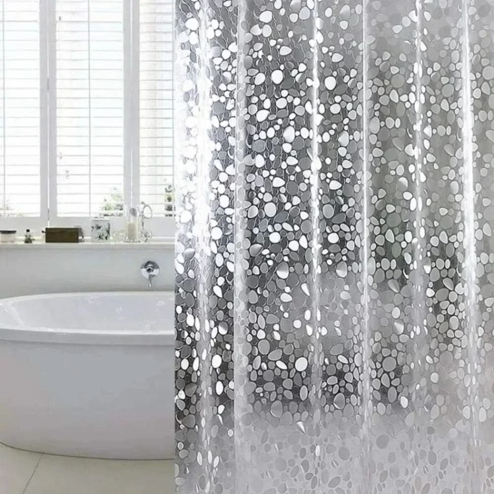 Rideau de douche étanche à motif galets – design transparent | elesira