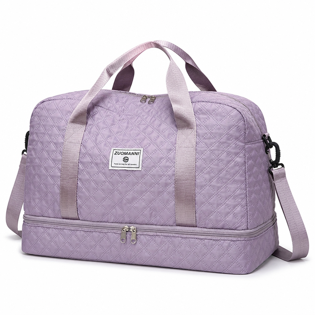 Bolso de fin de semana de nailon repelente al agua (compartimentos para zapatos y artículos mojados) | elesira