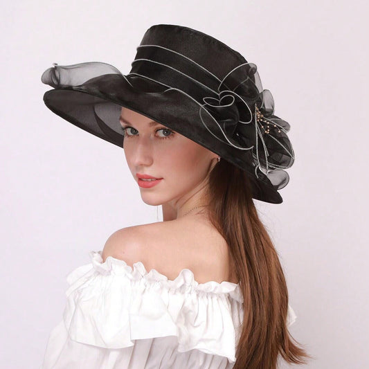 Chapeau Eugénie — Bob Fleuri Chiffon Style Français