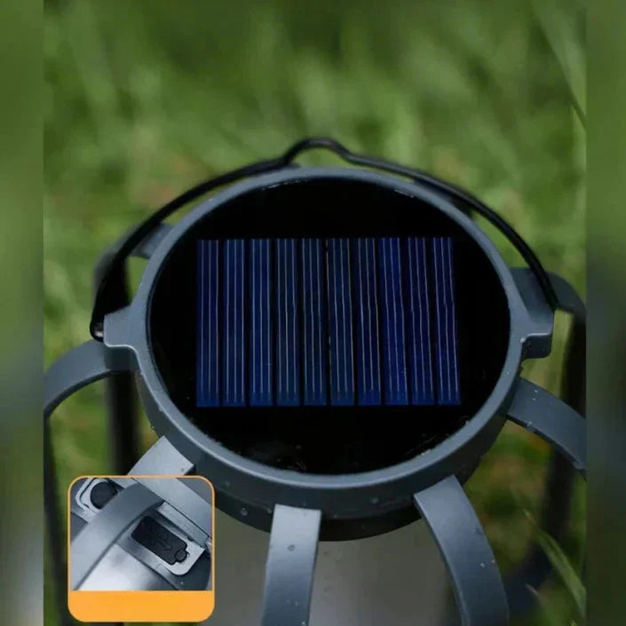 Odporna na warunki atmosferyczne lampa solarna z efektem płomienia - 8 godzin świecenia i ładowanie USB-C | elesira