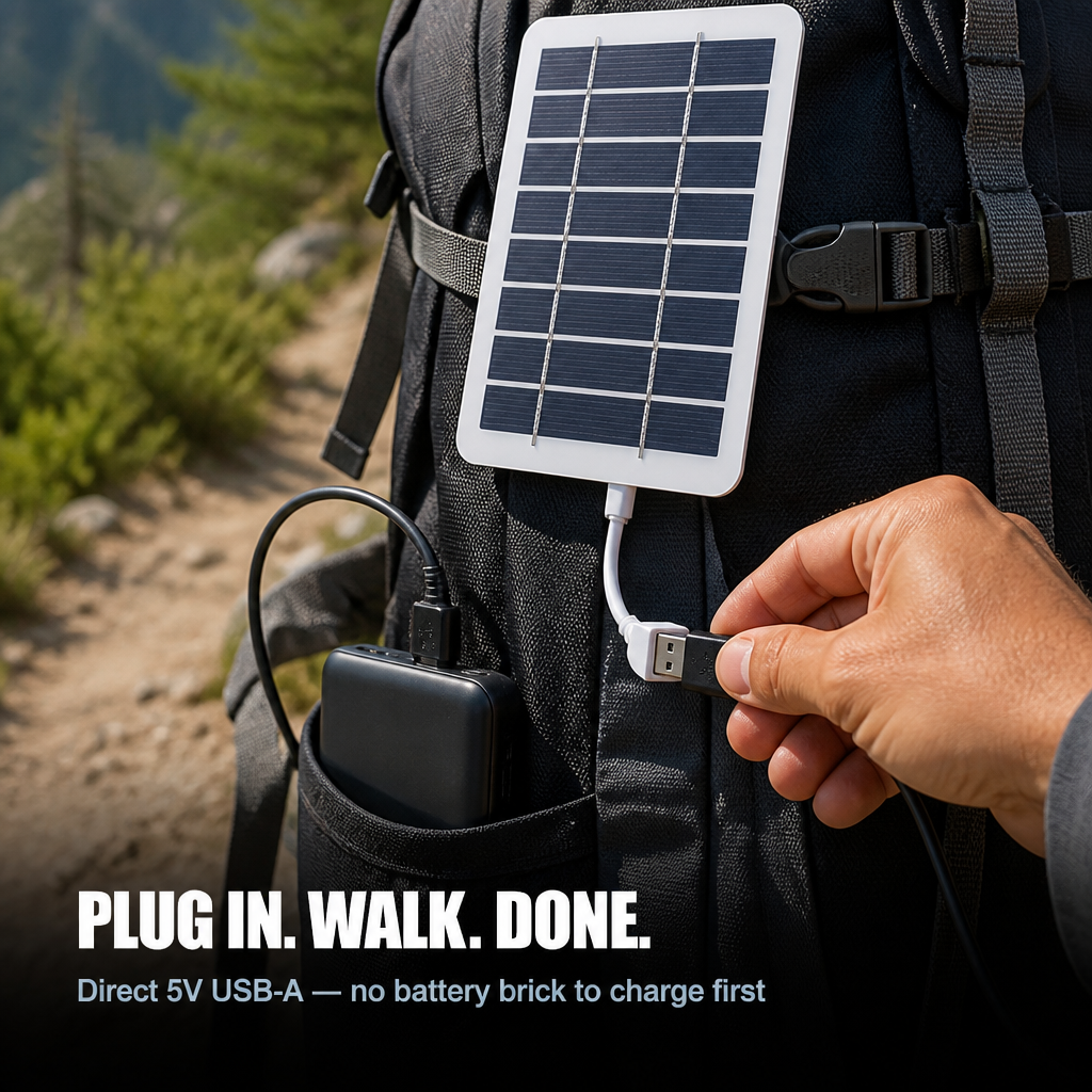 SolaraFlex | Připevněte k batohu a dobíjejte powerbanky na cestách při pěší turistice | elesira