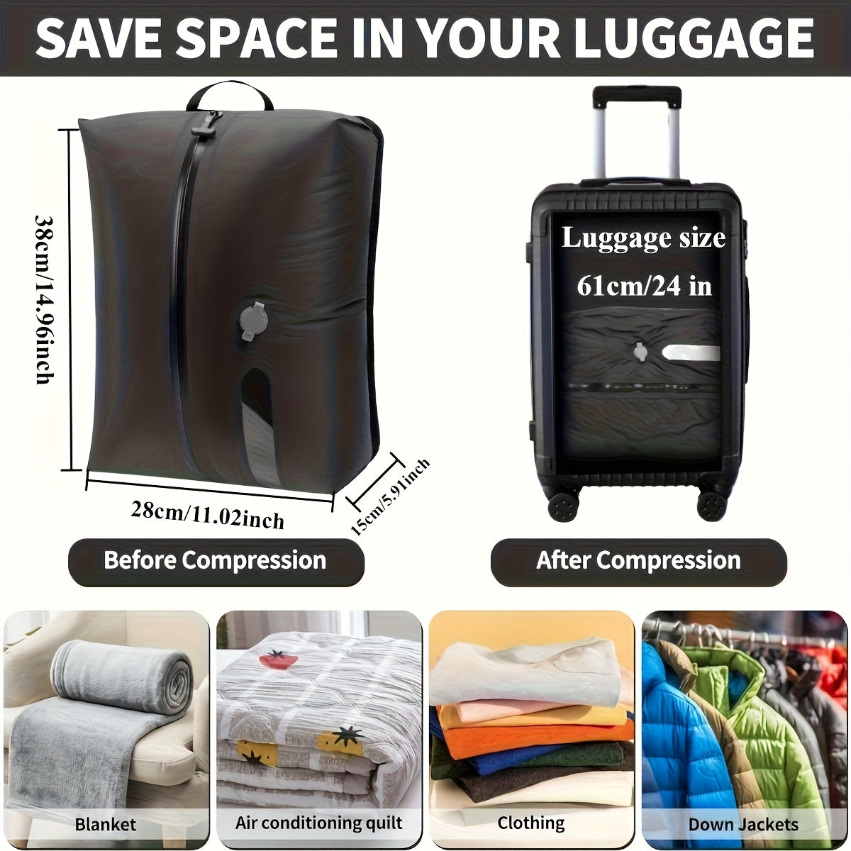 SpaceSaver Pro – gjenbrukbare vakuumposer for effektiv pakking | elesira
