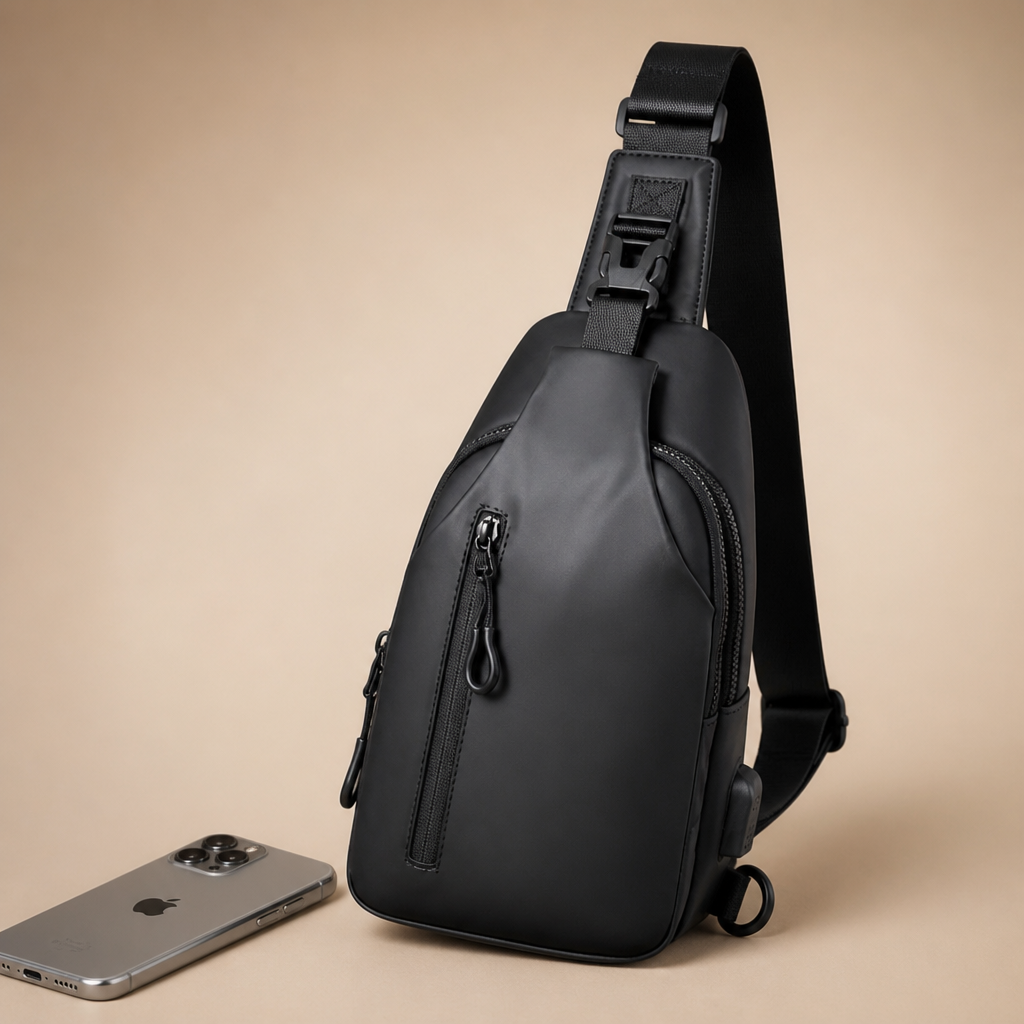 VertaShield – Voděodolná crossbody taška přes rameno s USB nabíjecím portem - elesira
