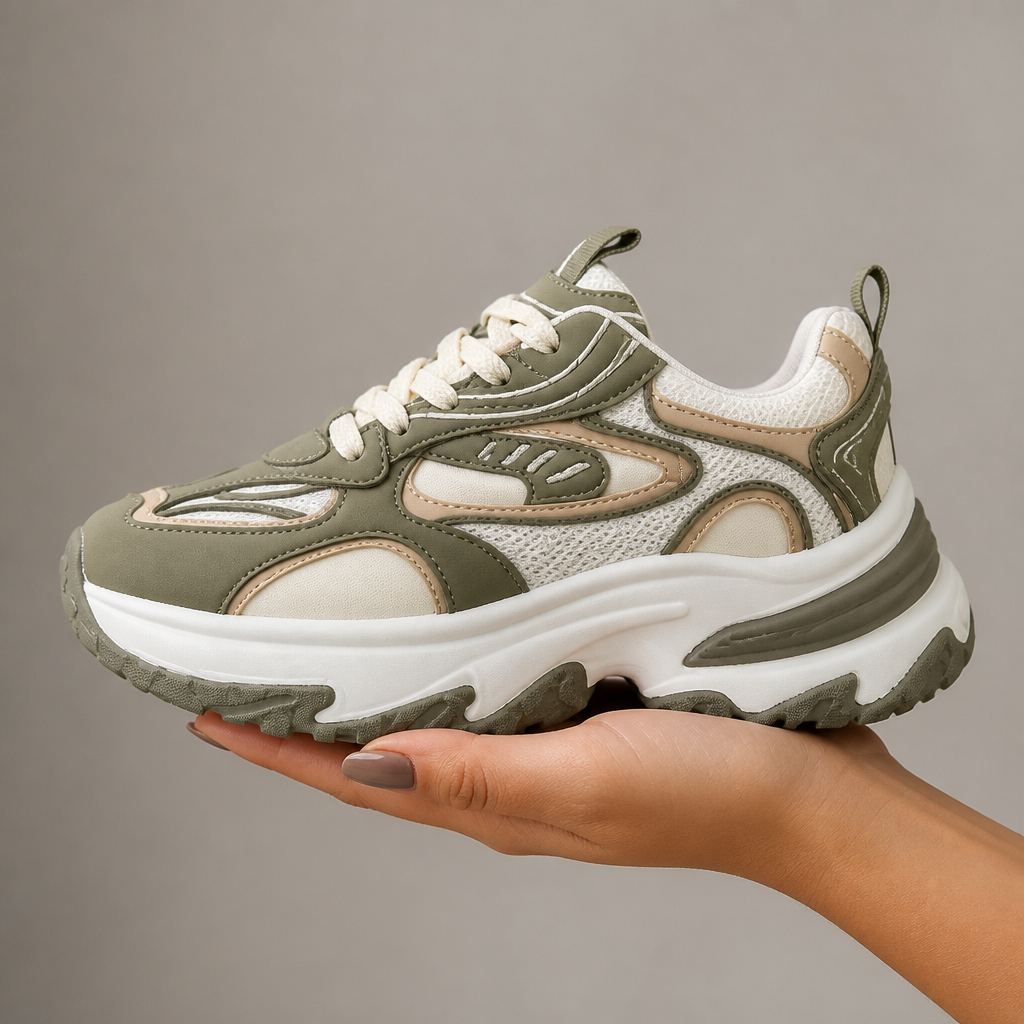 VeroStride-khaki-sneakers | Ubesværet elegance møder skyagtig komfort hele dagen | elesira