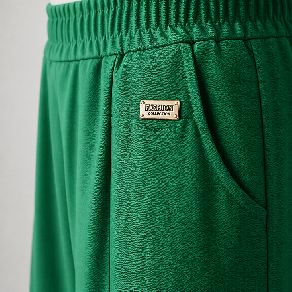 VeloraEase – Relaxed Tapered Cotton Pants with Elastic Comfort Waist | elesira