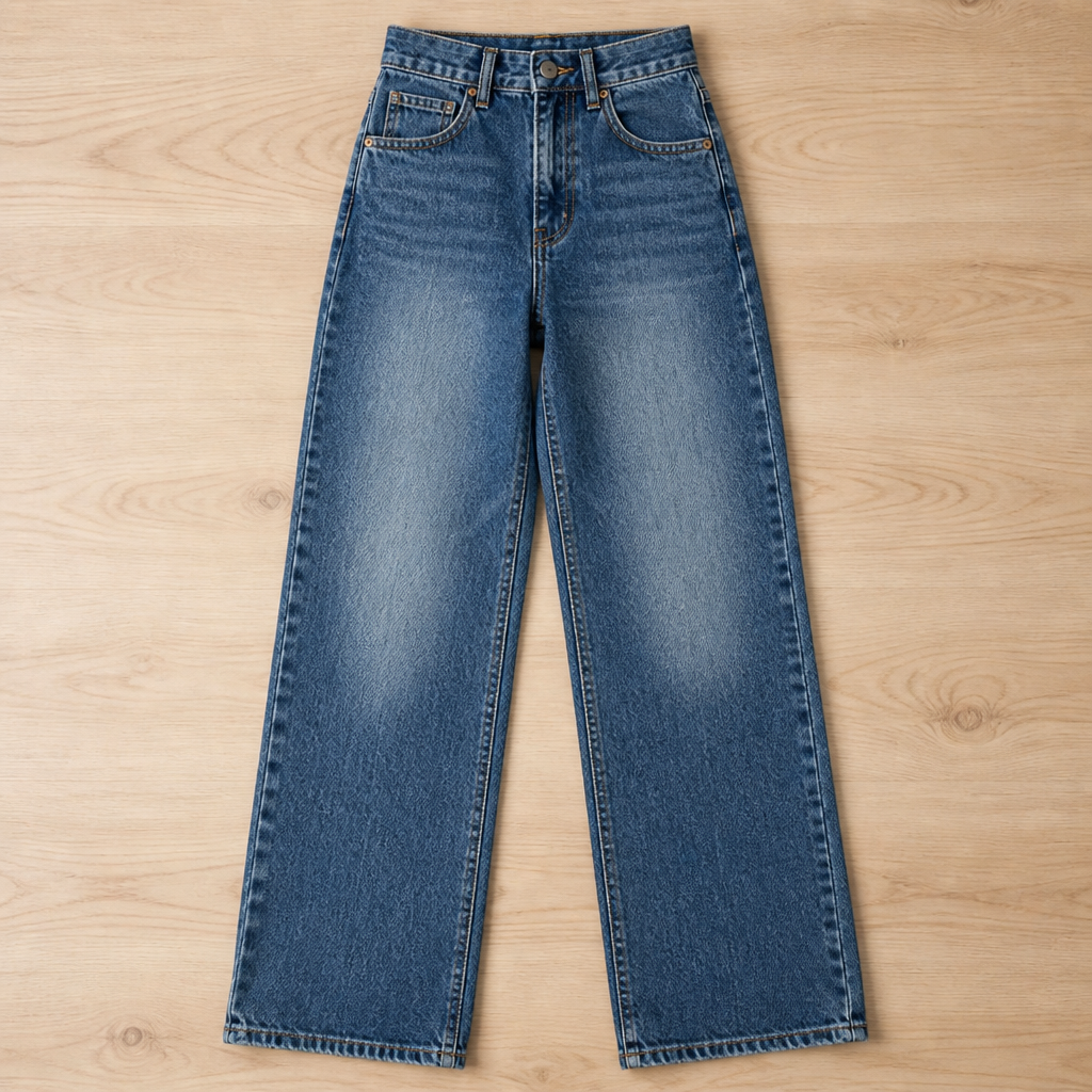 Vérova – Vintage jeans med høyt liv og vide ben, uten glippe i midjen | elesira