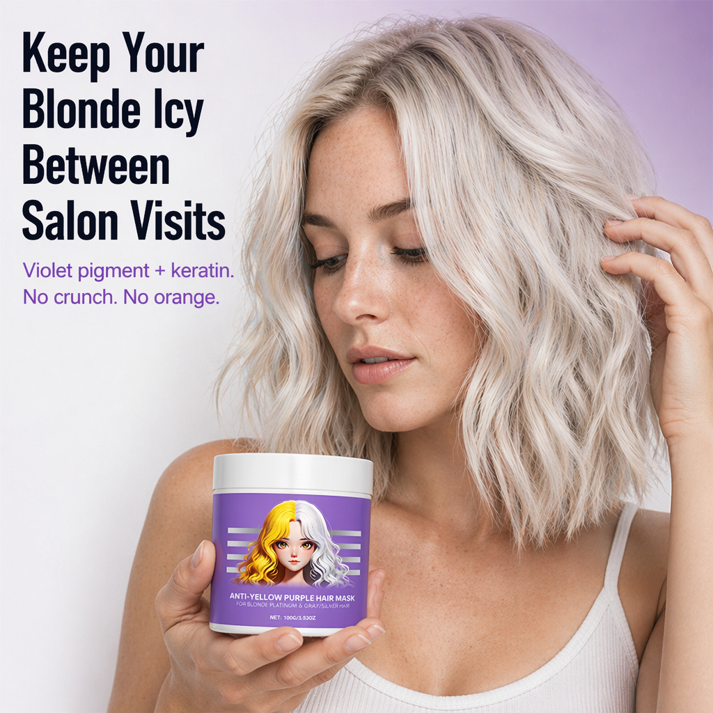 VioletLock | Éliminez les reflets jaunes cuivrés, hydratez en profondeur et préservez votre blond froid entre deux visites au salon | elesira
