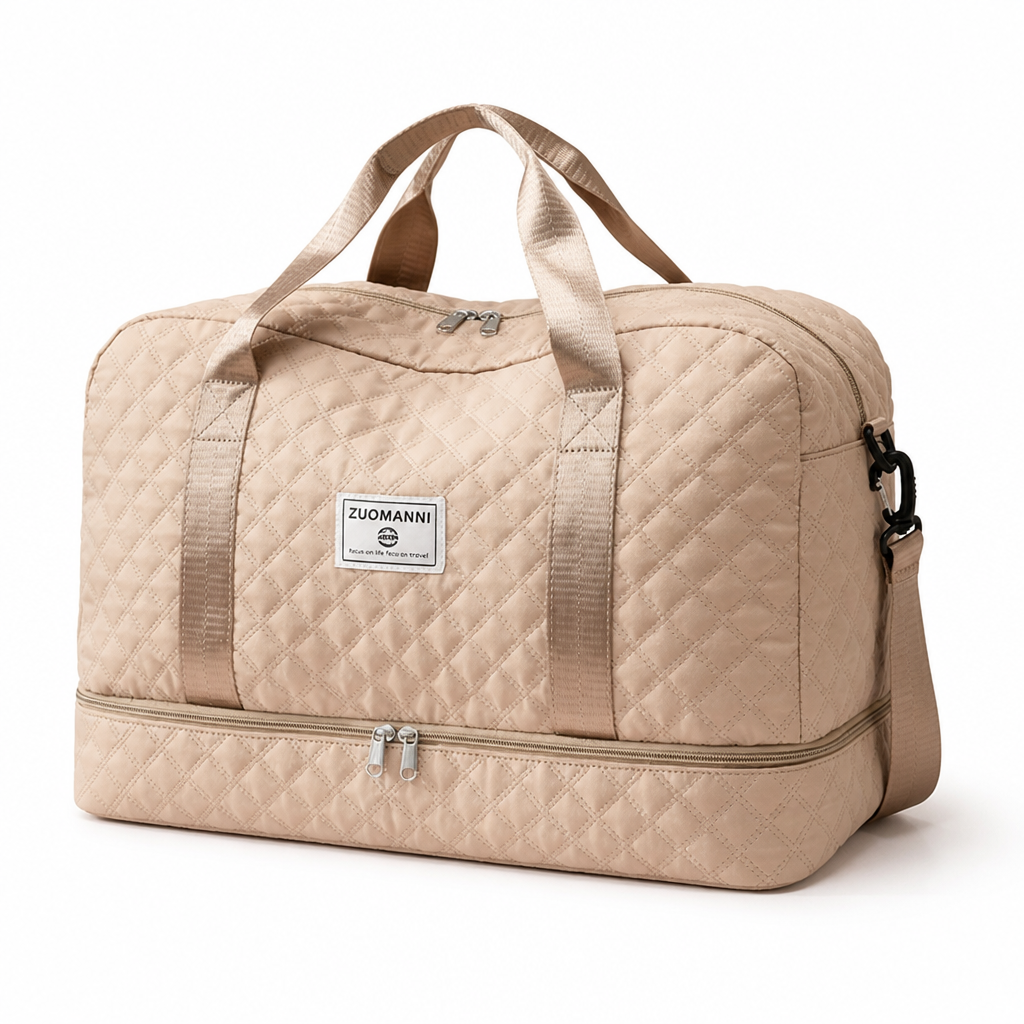 Bolso de fin de semana de nailon repelente al agua (compartimentos para zapatos y artículos mojados) | elesira