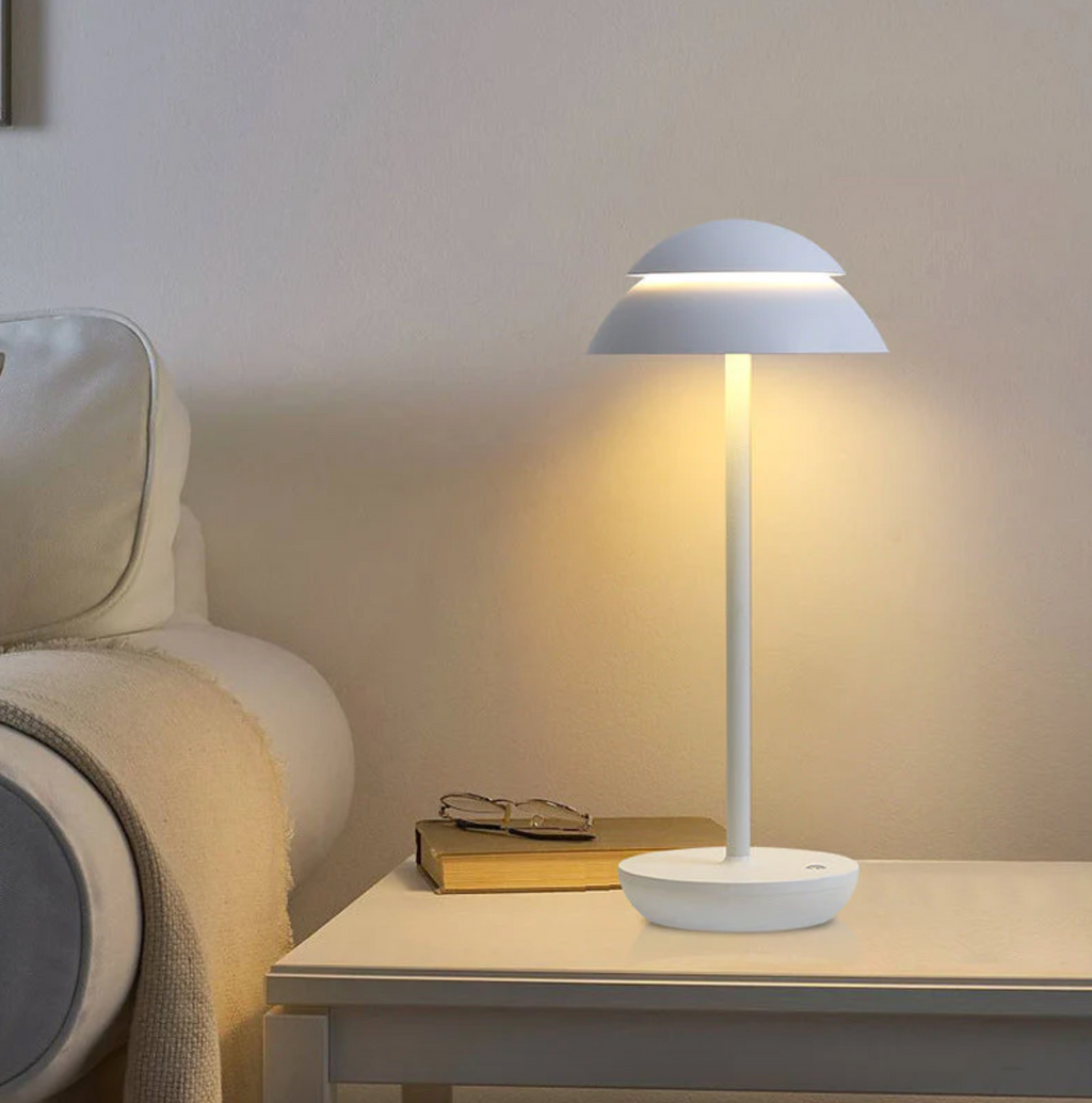 Bezdrátová stmívatelná LED stolní lampa na baterie LuxeGlow - moderní dotykové ovládání - obývací pokoj - lampa na čtení - noční lampička | elesira