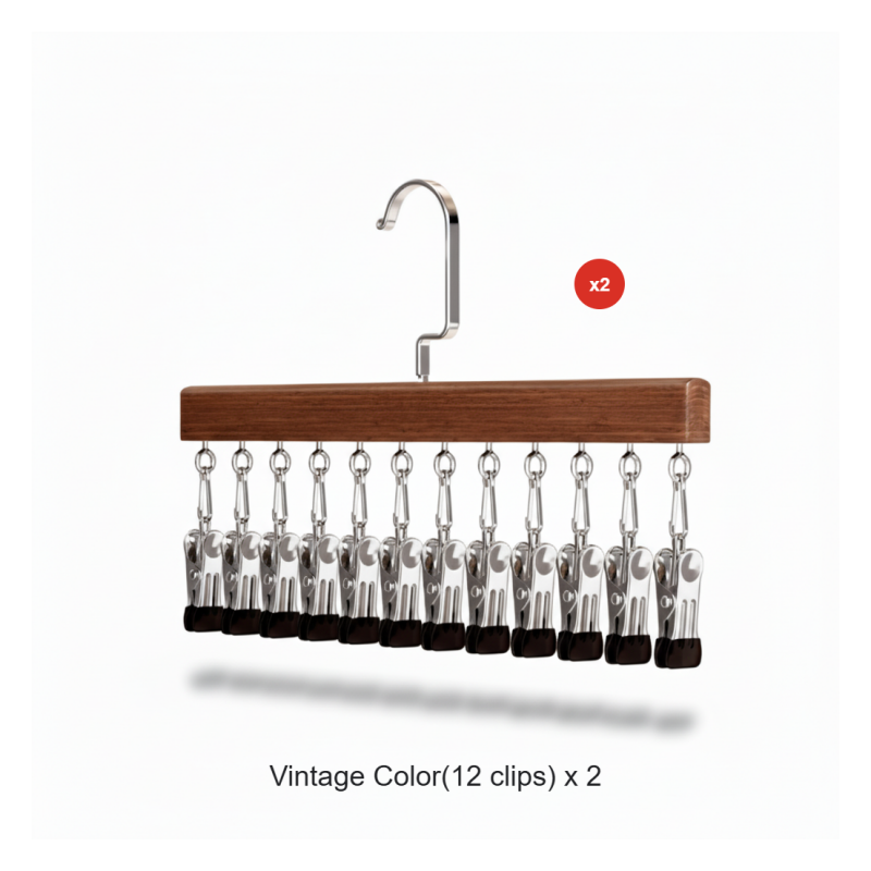 Wooden Clip Hanger for Closet Organization – Rotating Design | elesira