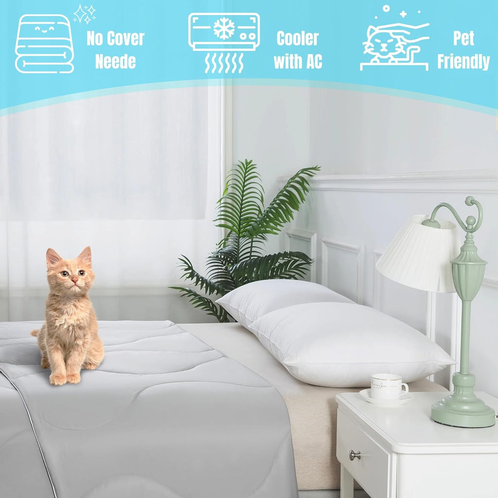 Cool Comfort Breathable Cooling Comforter For Hot Sleepers, Lightweight Summer Cover - Elesira