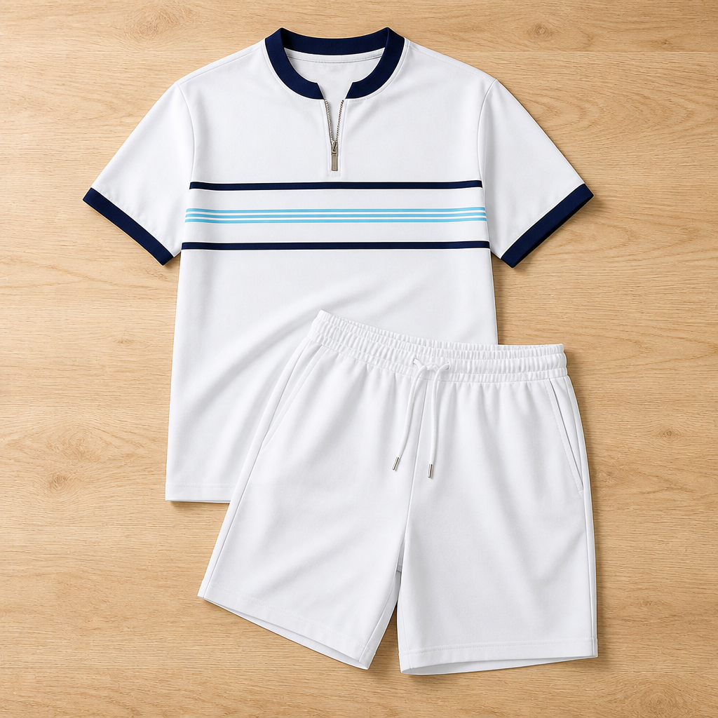 Zip-Collar Shirt & Shorts Set | Feel Fresh, Move Freely, Command Every Moment | elesira