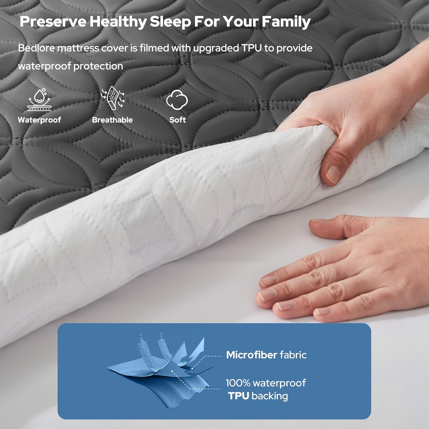 واقي مرتبة مقاوم للماء ComfortGuard بجيوب عميقة وغطاء ناعم مسامي - إليسيرا