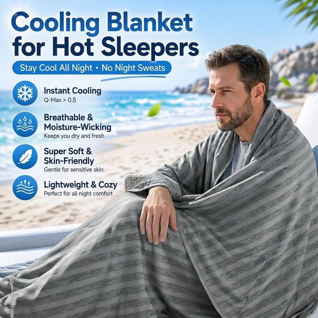 Manta refrescante Chill Comfort Arc-Chill, leve, para viagens de verão, para noites quentes - Elesira