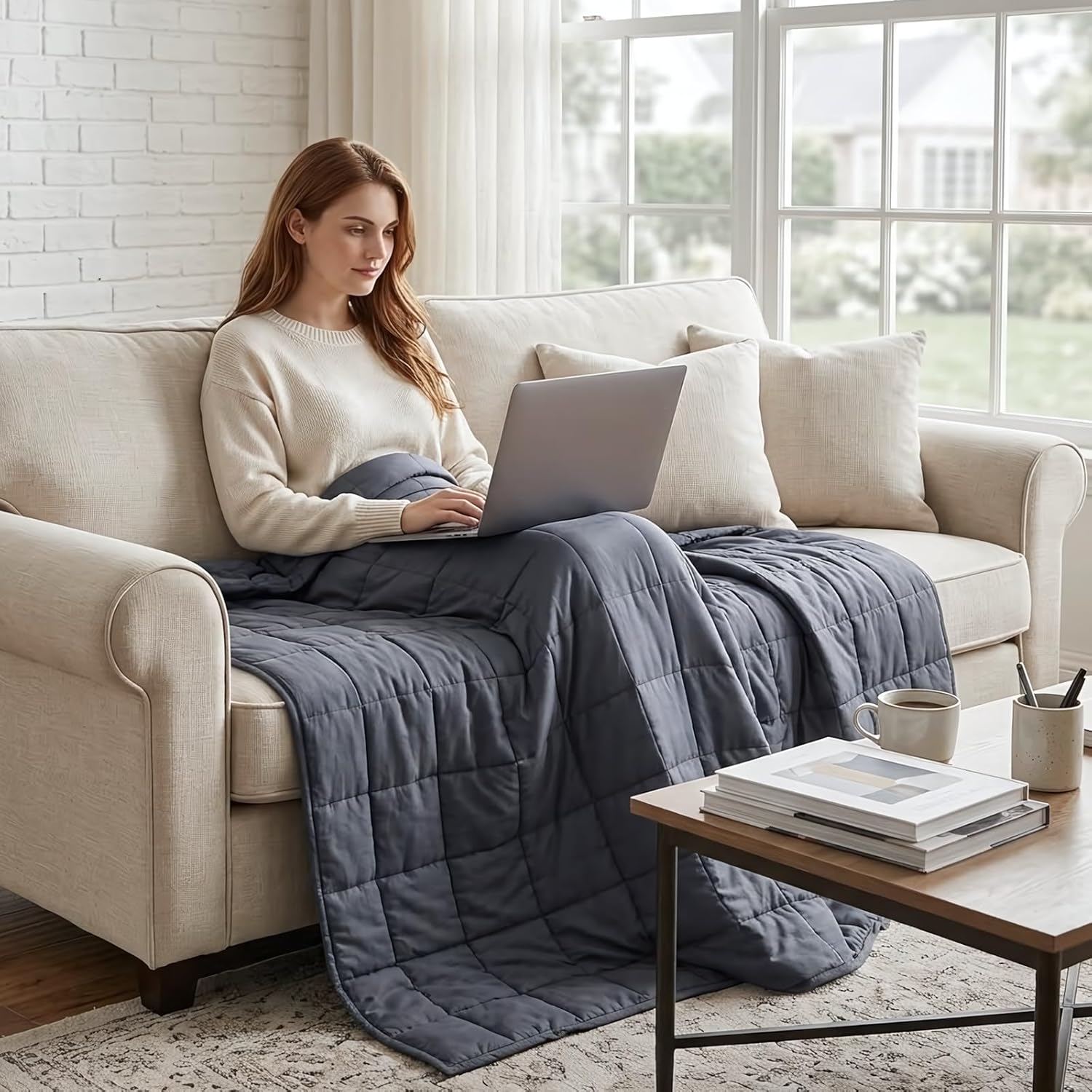 Cozy Comfort Weighted Blanket For Adults With Cooling Fabric, All Season Breathable Comfort - Elesira