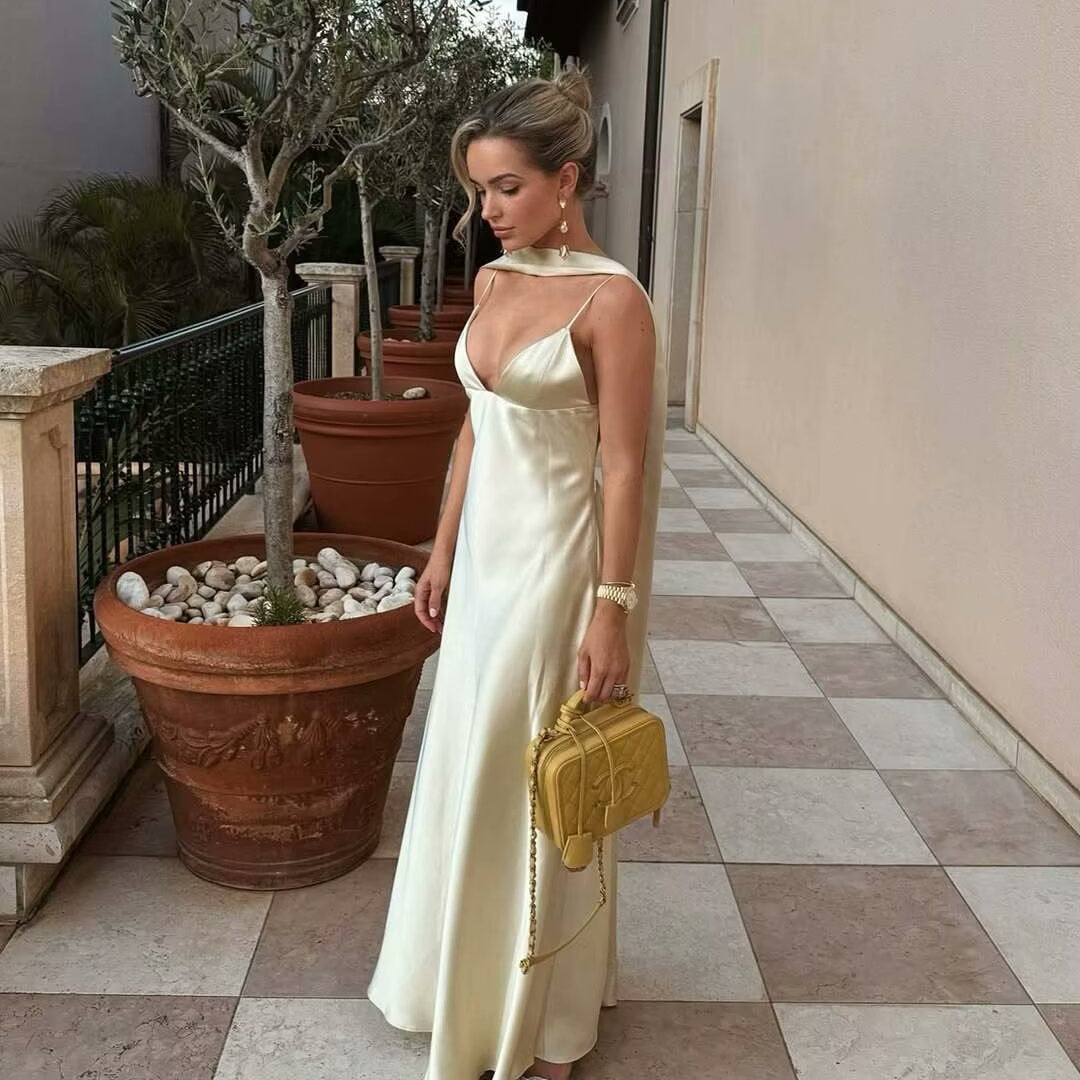 Robe Casual Effet Satin Soyeux