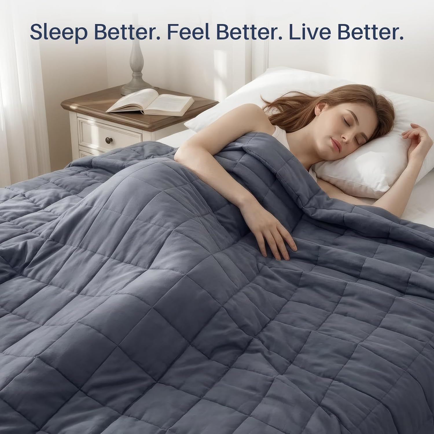 Cozy Comfort Weighted Blanket For Adults With Cooling Fabric, All Season Breathable Comfort - Elesira