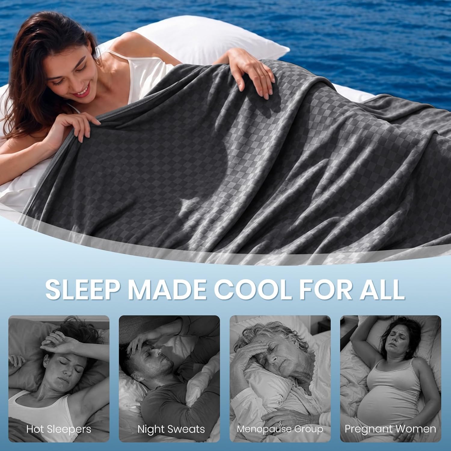 Chill Comfort Kühldecke mit leichtem, weichem Stoff für Menschen, denen nachts warm ist – Elesira