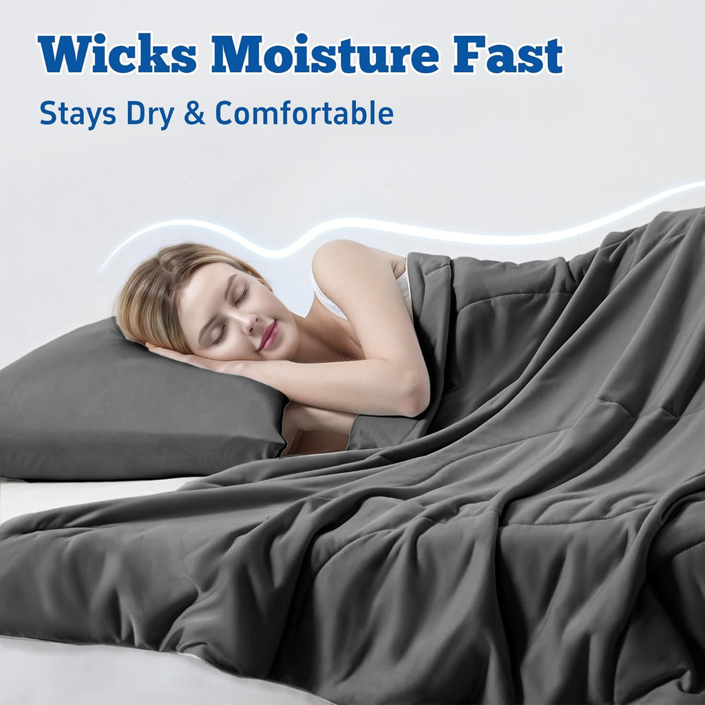 Moisture-Wicking Comforter Set With Lightweight Blanket And Pillowcases - Elesira