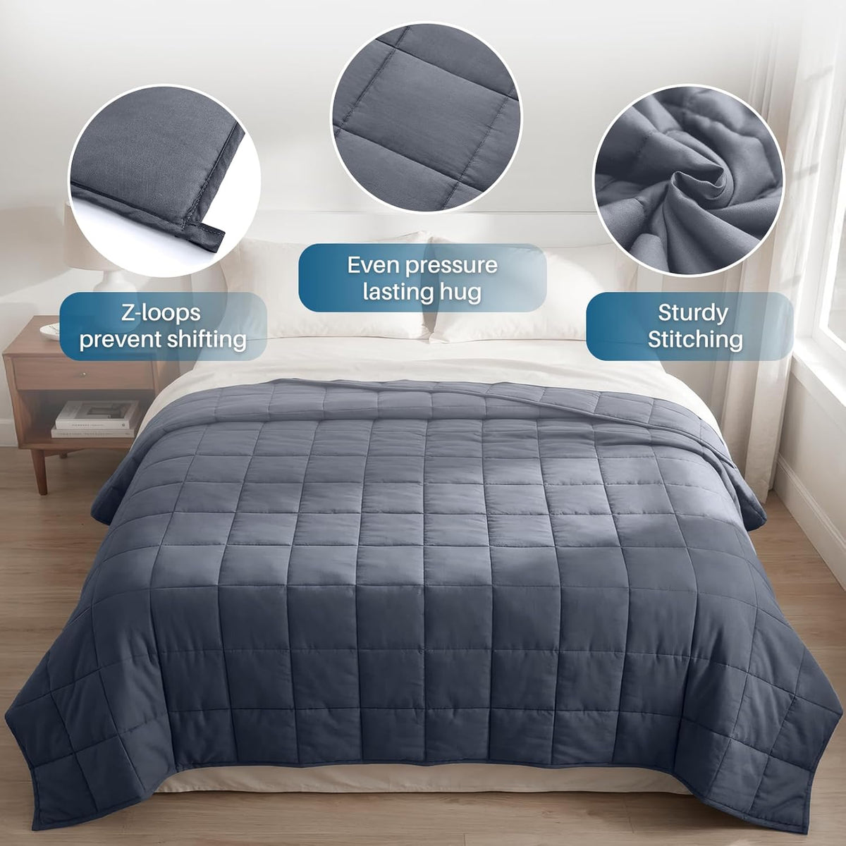 Cozy Comfort Weighted Blanket For Adults With Cooling Fabric, All Season Breathable Comfort - Elesira
