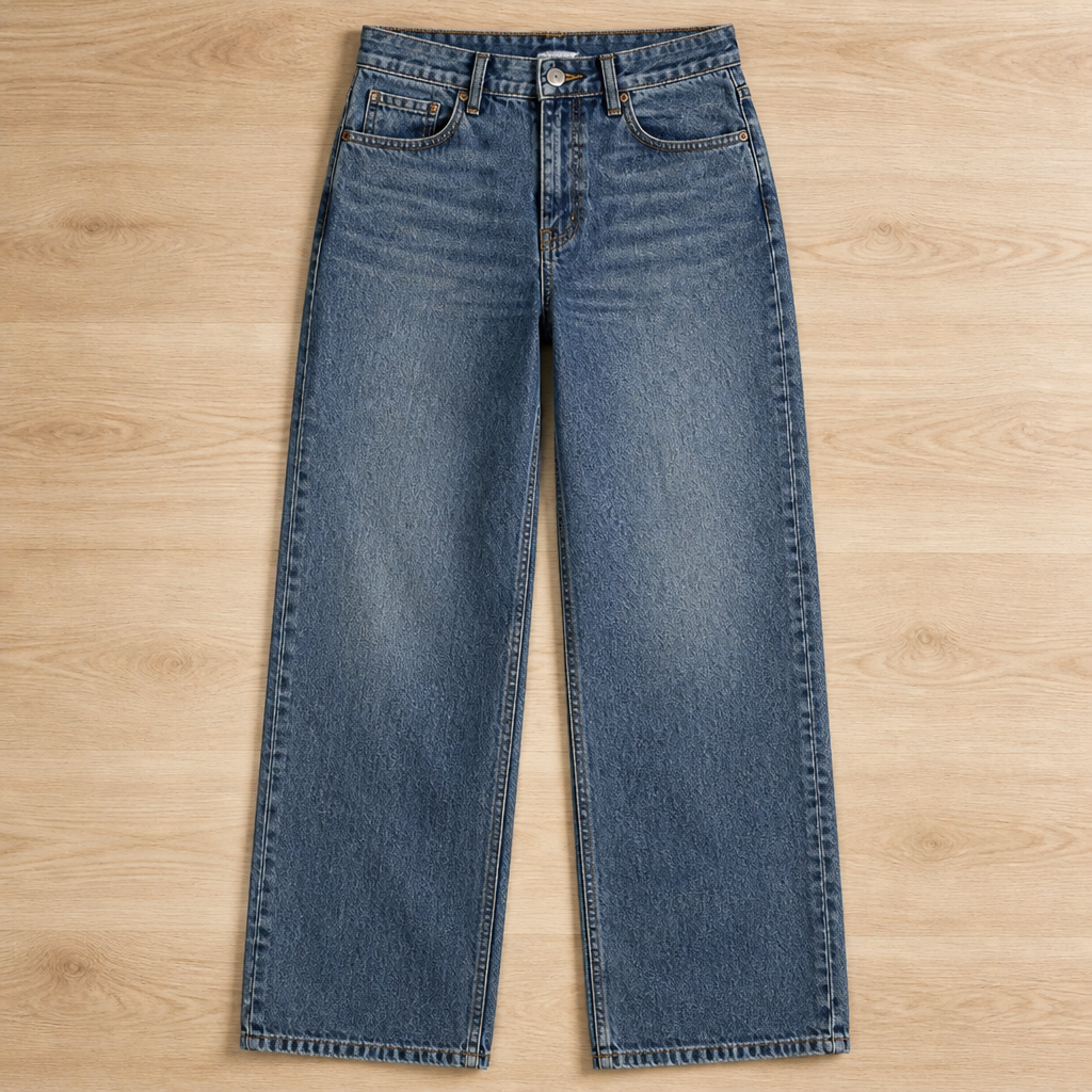 Vérova – Vintage jeans med høyt liv og vide ben, uten glippe i midjen | elesira
