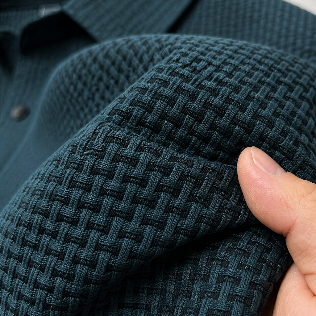 VentraBreeze – Breathable Textured Knit Polo Featuring Snap-Button Placket | elesira