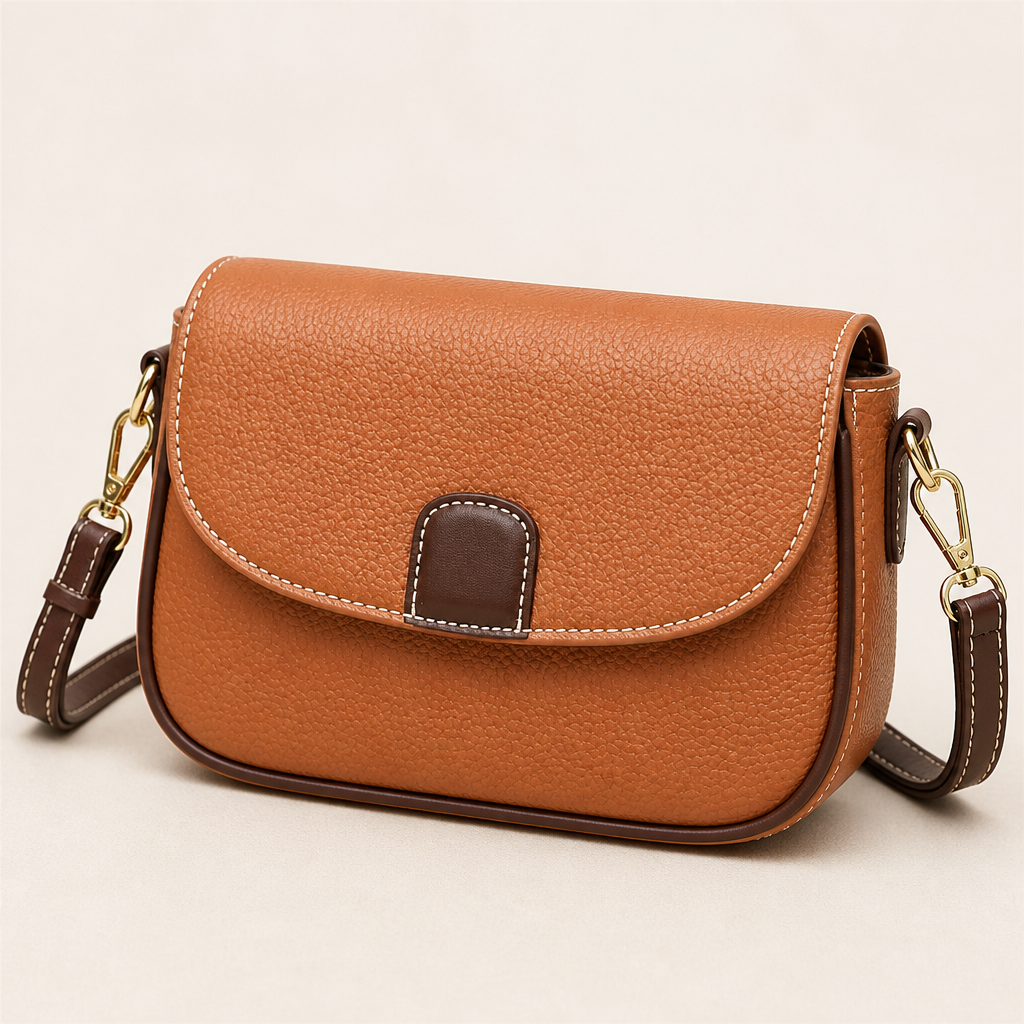SolaraVera – Timeless Pebbled Leather Crossbody with Magnetic Snap | elesira