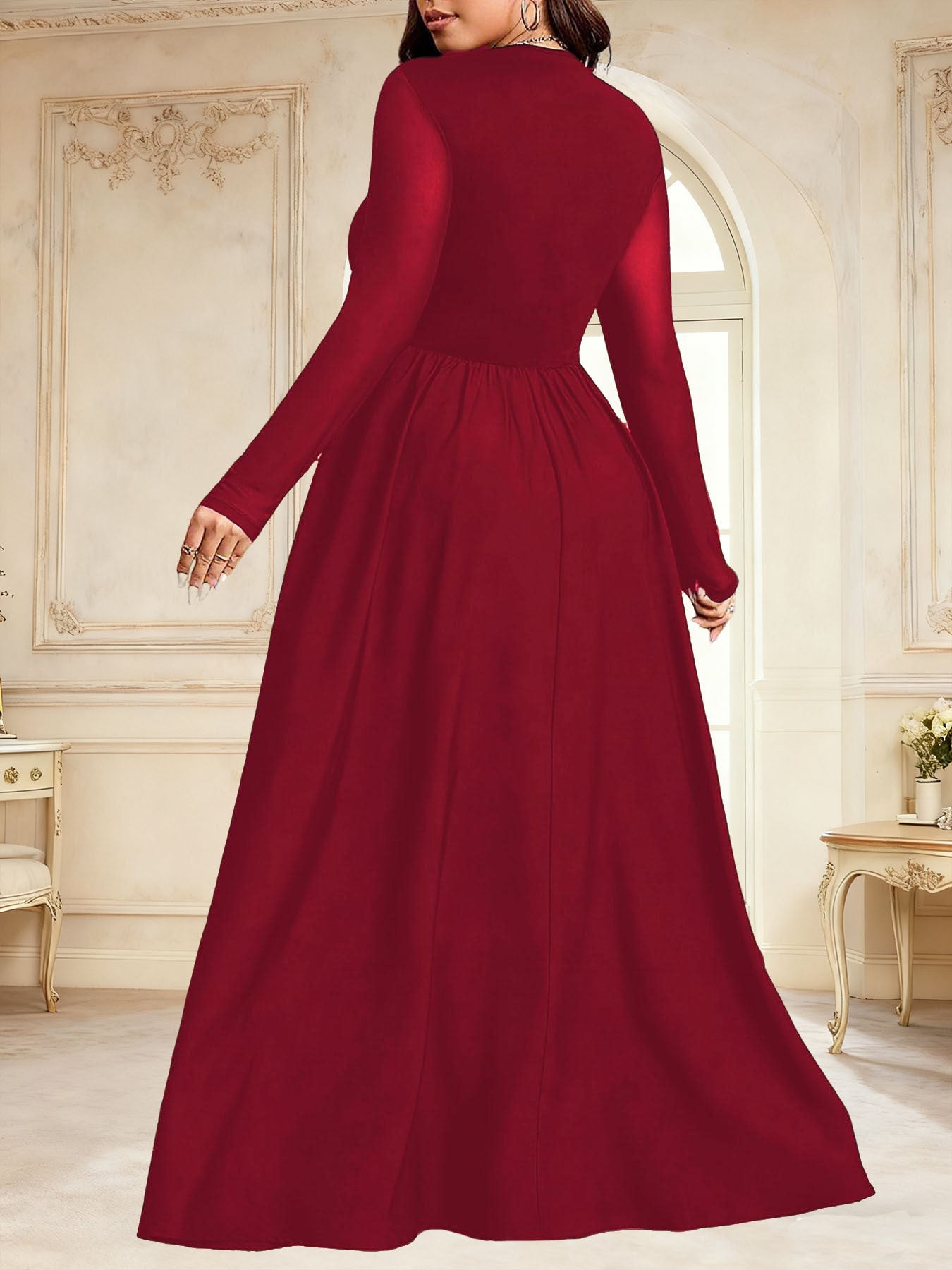 Robe Vintage Col Carré Uni Élégante