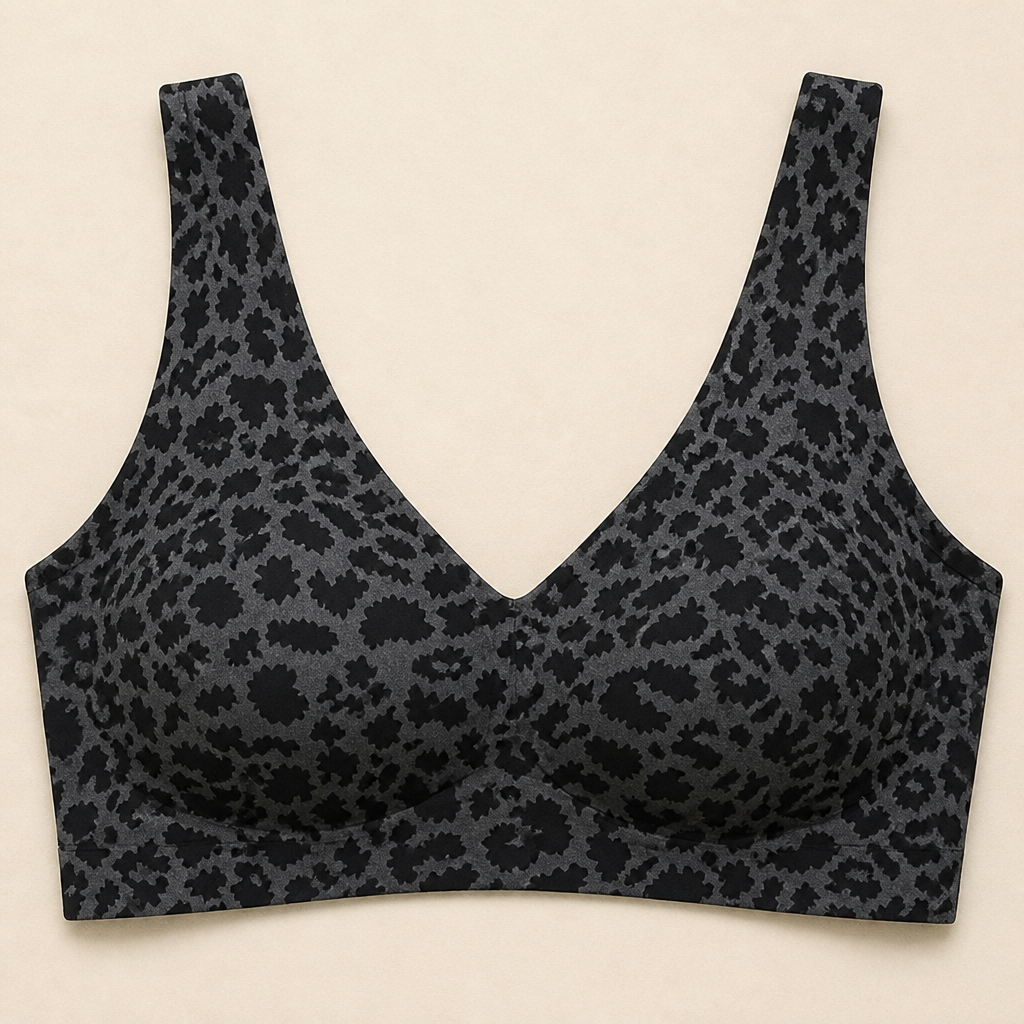 SilquiEase – Wireless Seamless Leopard Print Bra with Cut-Out Back | elesira