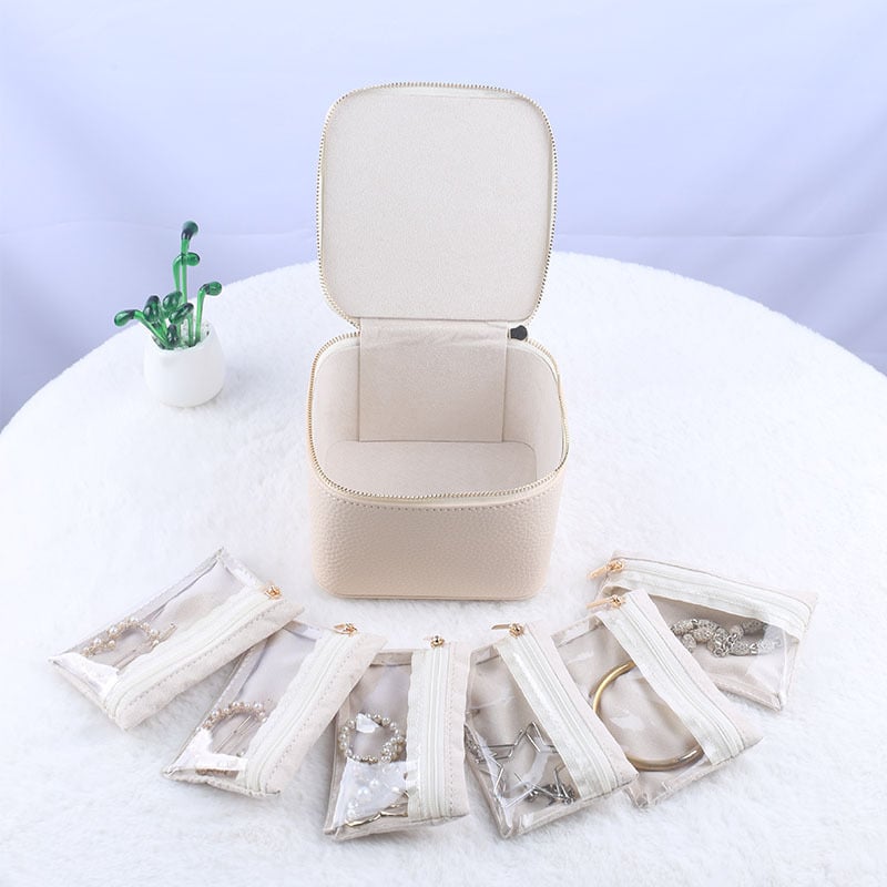 Boîte de rangement à bijoux zippée avec compartiments | elesira