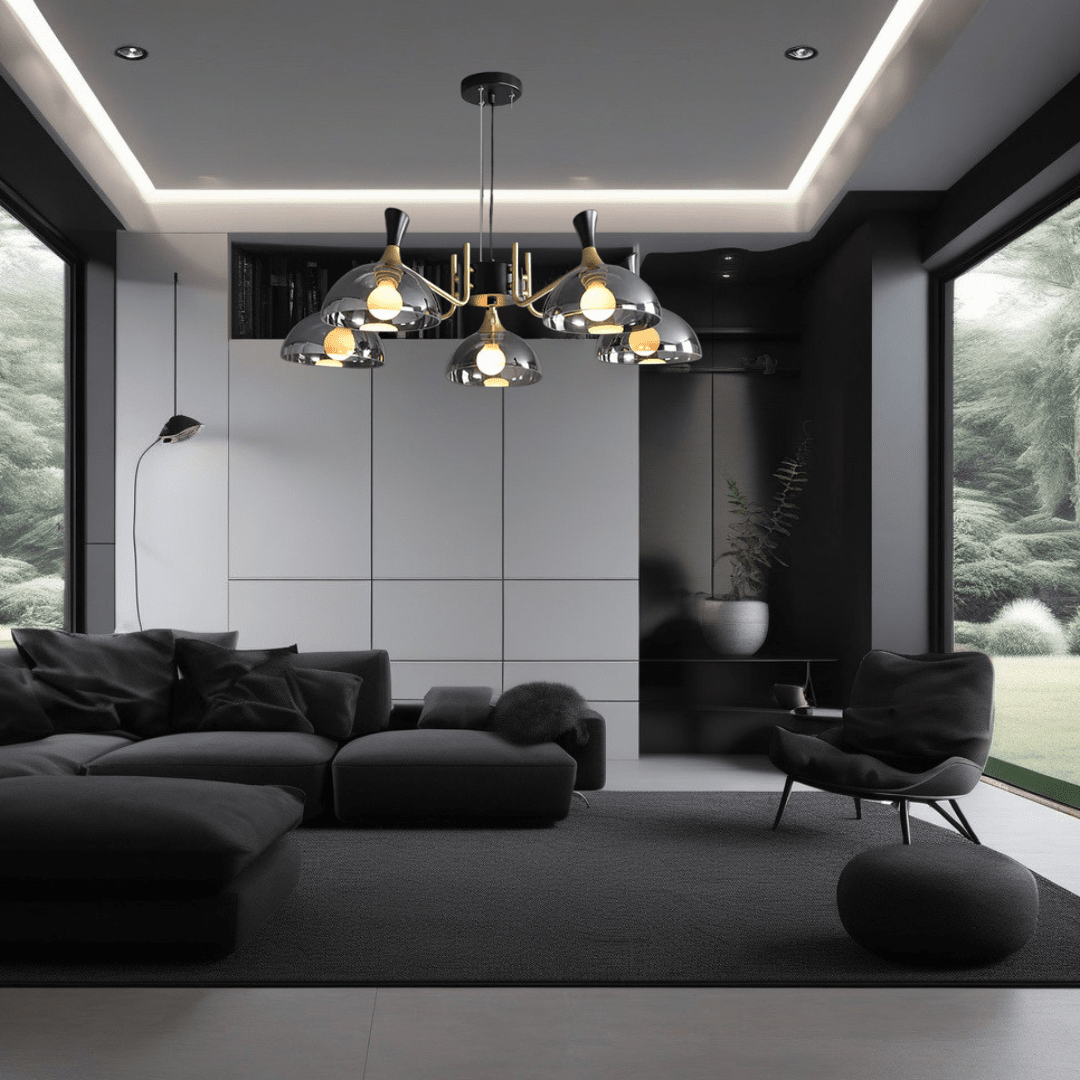 Grosvenor-musta LED-lasikattokruunu | elesira