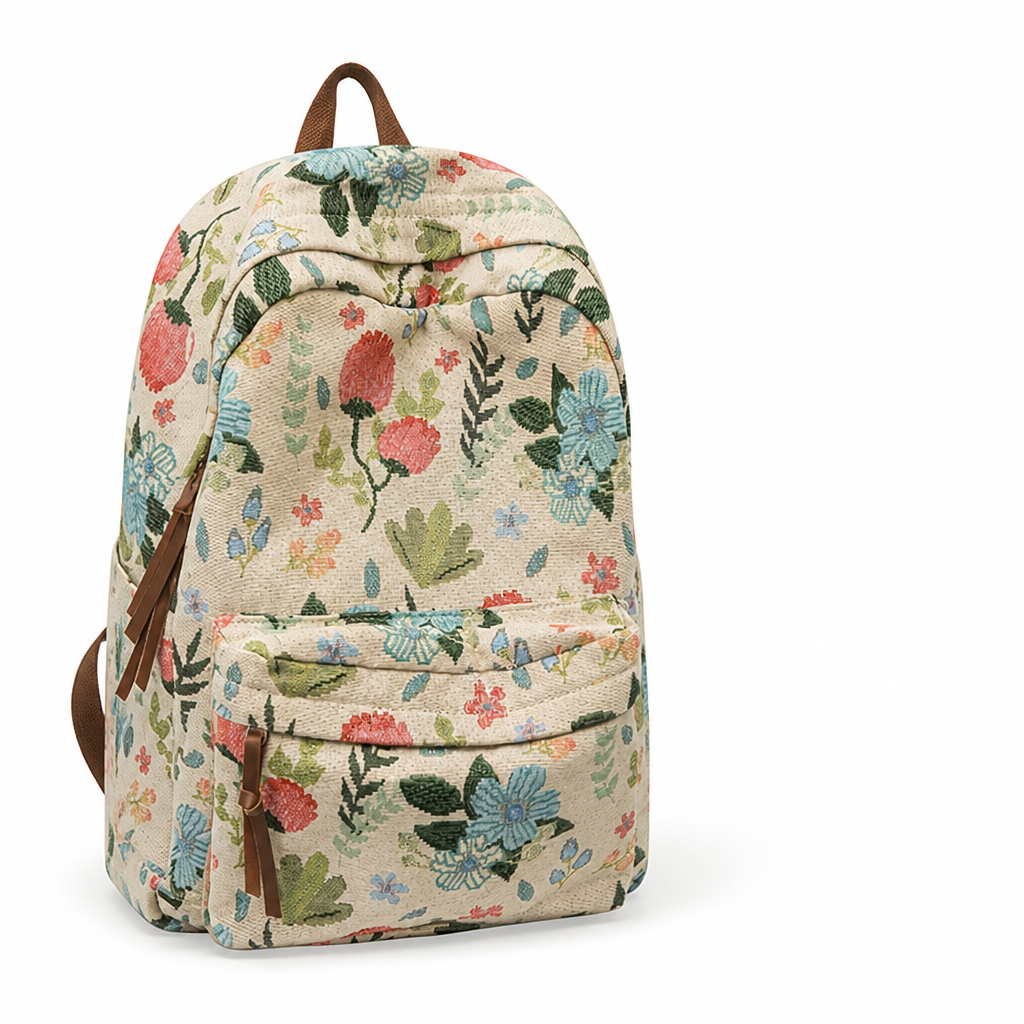 Zaino floreale vintage di grande capacità (scuola e viaggi) | elesira