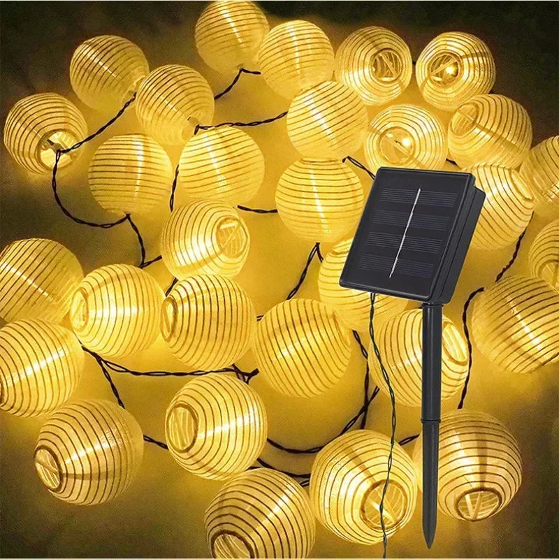 Catena di luci LED solari a lanterna - Struttura resistente alle intemperie IP65 | elesira