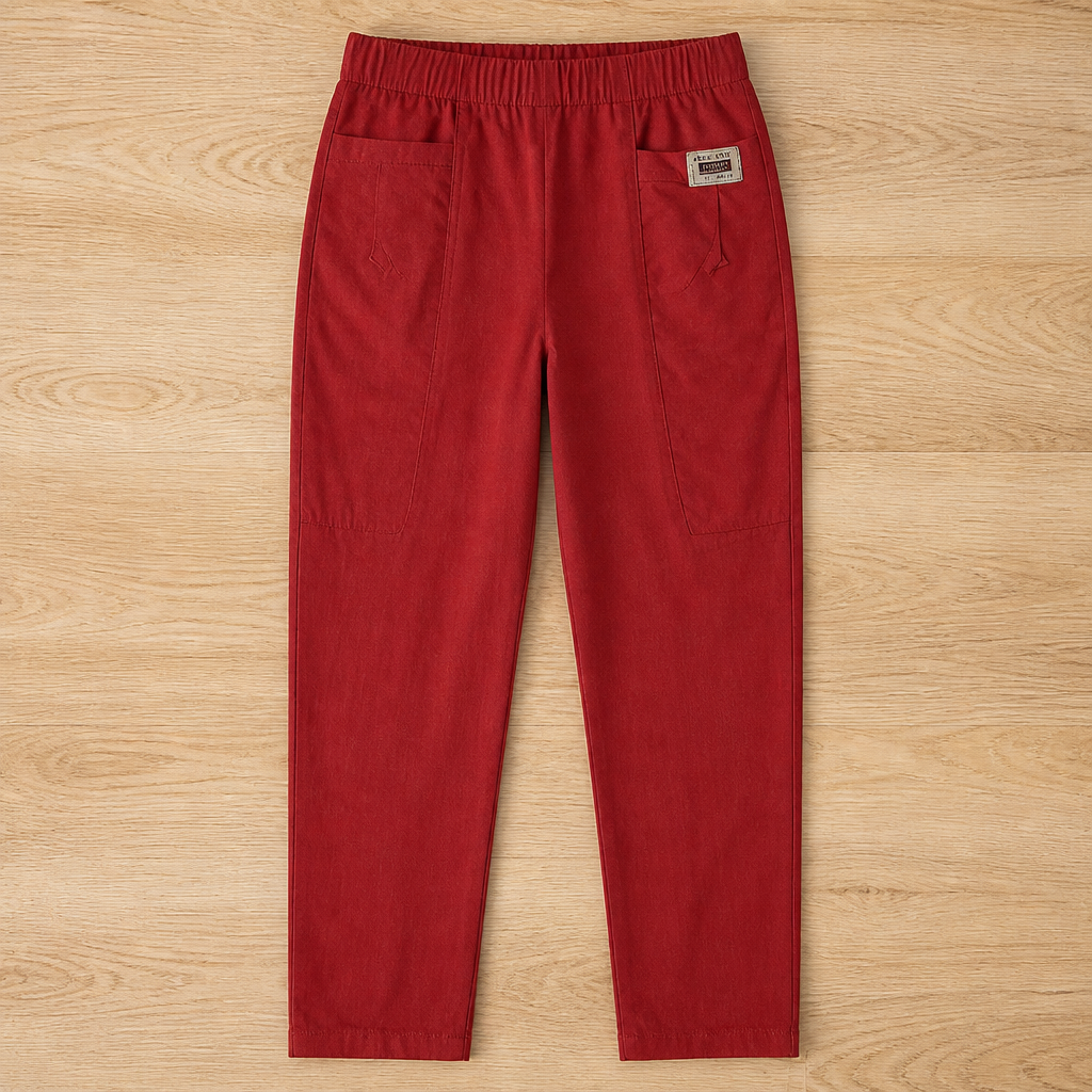 VeloraEase – Relaxed Tapered Cotton Pants with Elastic Comfort Waist | elesira