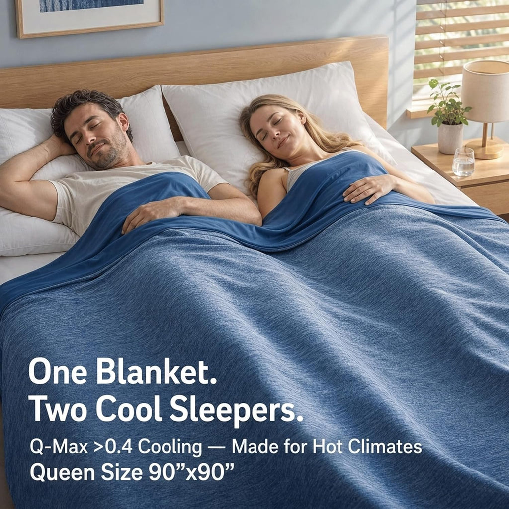 Cool Comfort Queen Cooling Blanket With Q Max Over 0.4 Fabric For Hot Sleepers - Elesira