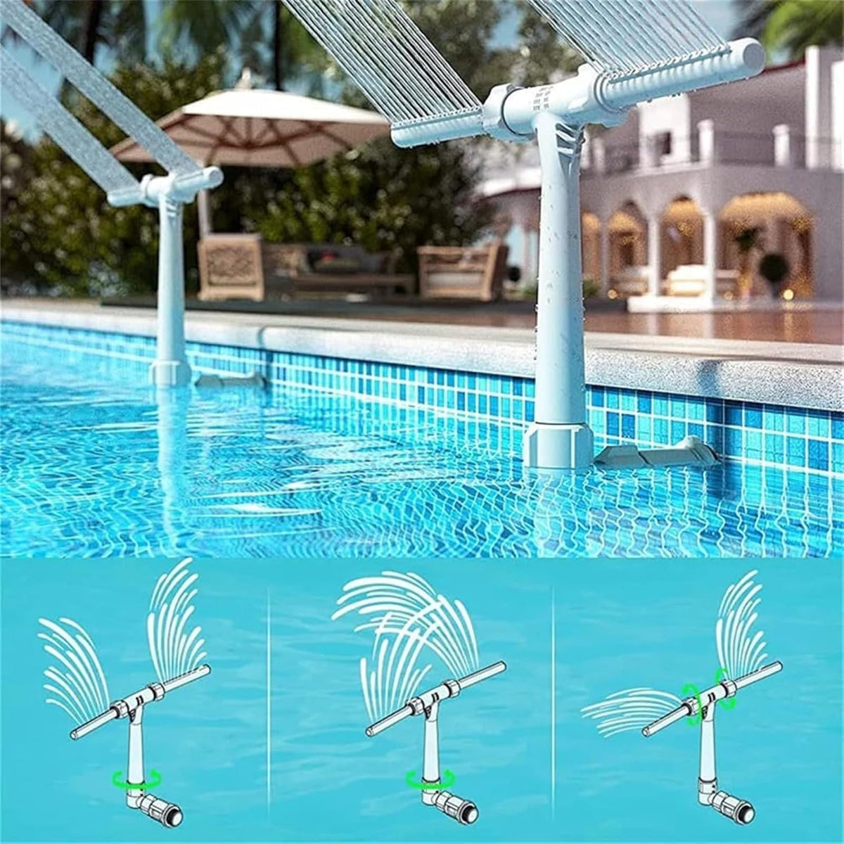 Solar-Powered RGB Fountain for Pool – Evening Light Display | elesira