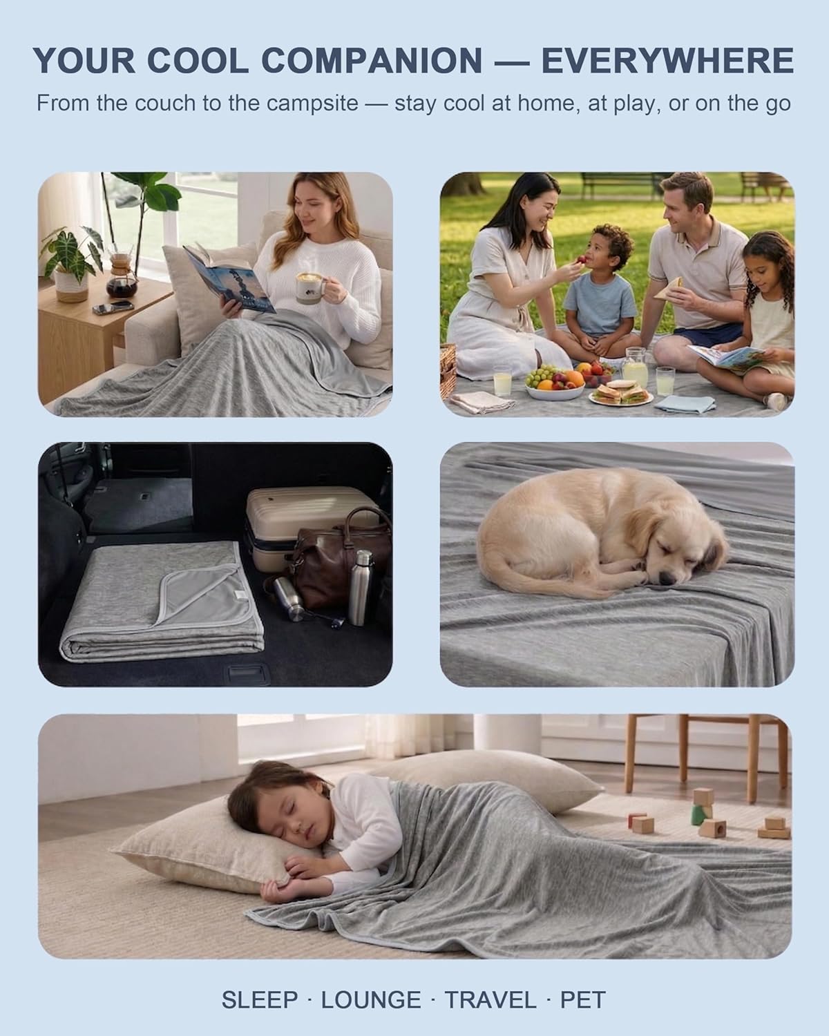 Cool Comfort Cooling Blanket For Hot Sleepers, Lightweight And Breathable Night Comfort - Elesira